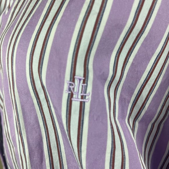 Lauren Ralph Lauren Long Sleeve Blouse Plus Size 3X Purple White, Stripes - Picture 3 of 8